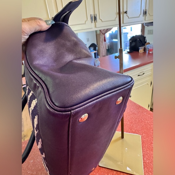 Coach Legacy Leather Purple Zebra Print Candace Carryall Purse Satchel LIKE NEW - Picture 8 of 11